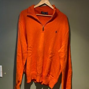 Polo Ralph Lauren Orange Zip Up Sweater Sz XL